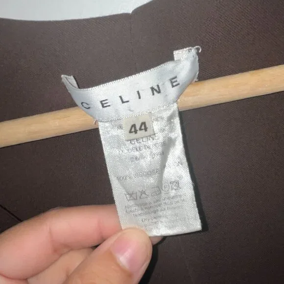 Celine Womens Brown Sleeveless V-Neck Mini Dress Size 44 - Picture 6 of 11